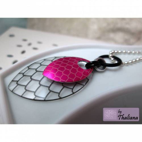 knallige Halskette DRACHENSCHUPPE Kette pink