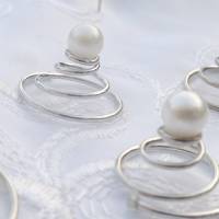 4-teiliger Hochzeitsschmuck mit echten(!) Süßwasser-Perlen, Sterling-Silber und Kristallkugeln Bild 4