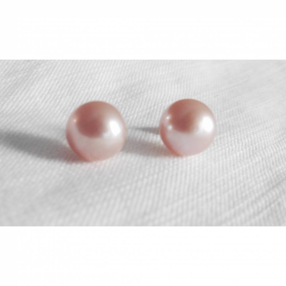 Perlenohrstecker 9-10mm klassische echte Perlen Ohrringe, Perlen-Brautschmuck, echte Süsswasserperlen Bild 1