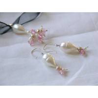 Hochzeitsschmuckset echte Süßwasser-Perlen mit Weißgold 750/18 Karat Ohrringe Anhänger Bild 1