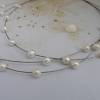 Hochzeitsschmuck Perlen, feine zarte Brautkette echte Perlen, dreireihig auf Draht schwebend mit Silber Bild 4