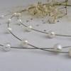 Hochzeitsschmuck Perlen, feine zarte Brautkette echte Perlen, dreireihig auf Draht schwebend mit Silber Bild 6