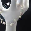 Zartes Braut-Schmuckset 3-teilig, echte schwebende Perlen, 3-reihige Kette, Armband, Ohrstecker Sterling Silber 925 Bild 2