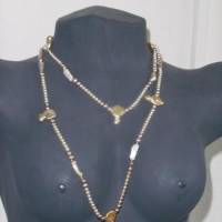 Perlenschmuck aus echten Perlen, lange Kette und Armband, echte Süsswasserperlen, edler Perlenschmuck Bild 1