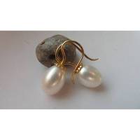 Ohrringe aus weißen echten Perlen 14 mm, wunderschöner Brautschmuck, Geburtstagsgeschenk Frau Bild 1