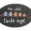ovales Schieferschild Familie mit Eulen, Türschild Schiefer personalisiert mit Namen, Familienschild, Namensschild Bild 2