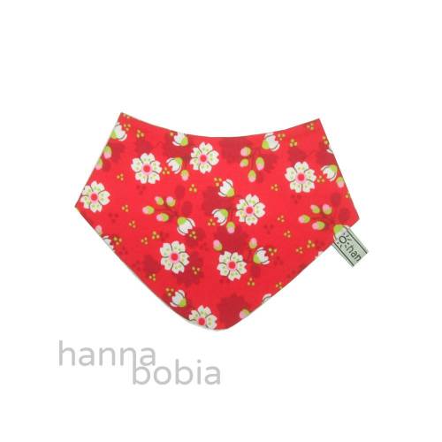 Baby-Halstuch, Dreieckstuch mit Kirschblüten auf rot