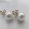 Brautschmuckset aus Draht mit echten Perlen: große Kette und Armband beides 5reihig, Perlen-Ohrstecker Bild 2
