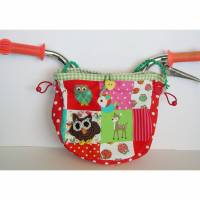 Lenkertasche, Laufradtasche, Fahrradtasche, Kindergartentasche Eule Häkel-Applikation, Puppenwagen-Tasche Bild 1