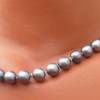 Perlenkette Perlencollier elegant echte klassische schwarzgraue runde Perlen 9 mm mit Gold Bild 3