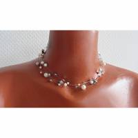 Brautkette, echte Perlen zur Hochzeit, Kristall und Silber , Perlen mit Glitzer Bild 1