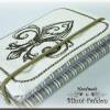 Notizbuch - FLEUR DE LYS - Din A7 - Tagebuch mit französische Lilie, bestickt weiß beige, Skizzenbuch Bild 3