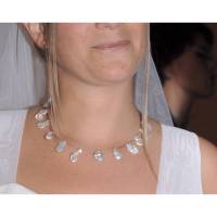 Hochzeitsschmuck Keshi Perlen,  Brautkette schwebende Perlen, leichter Brautschmuck Bild 1