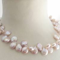Zartrosa Perlenkette aus buschigen Keshiperlen, bester Glanz Bild 1