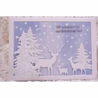Elegant in weiß-blau Weihnachts Karte mit kühlen Winterfarben Bild 1