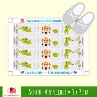 24 Schuhaufkleber | Ritter & Drache - grau + Schutzfolie  - 3 x 3 cm Bild 1