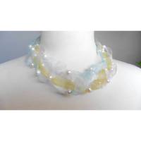 Halskette fünfreihig, Seidenbänder mit echten Perlen, romantischer Sommerschmuck Bild 2