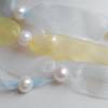 Halskette fünfreihig, Seidenbänder mit echten Perlen, romantischer Sommerschmuck Bild 3