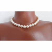Elegantes Collier, Perlenkette echte Perlen 12 mm, klassische Brautkette Bild 1