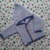 Strickjacke mit Kapuze Größe 74/80 grau kapuzenjacke pullover handarbeit gestrickt babyjacke unisex geschenk geburt Bild 3