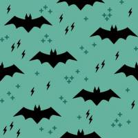Baumwolldruck Fledermaus Blitz schwarz auf graugrün Stoffmasken Jungs-Mädchen-Frauen-Männer Halloween Meterware nähen EU Bild 1