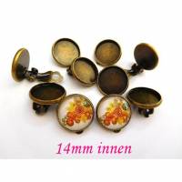 10 x Ohrclips Bronzefarben für 14mm Cabochon Clipse Ohrclipse Ohrring ohne Loch kein Ohrloch (CL4) Bild 1