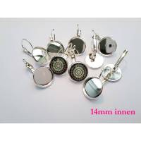 10 x Ohrhänger Silberfarben 14mm Ohrringe Brisuren Ohrringfassung Cabochonfassung (BR18) Bild 1