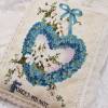 Lavendelkissen Herz Vergißmeinnicht 15x13cm weiß blau Handmade