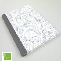 Notizbuch, maritim, blau weiß, A5, Meer, Delfin, Anker, handgefertigt, 200 Seiten Recyclingpapier Bild 1