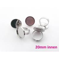 Ring Rohling für 20mm Cabochon, Platinfarben Bild 1