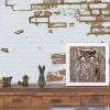 EULE RUSTIKAL Waldtiere Vögel Tierbild auf Holz Leinwand Kunstdruck Wanddeko Baum Borke Landhausstil Shabby Chic kaufen Bild 3