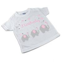 T-Shirt, Kinder T-Shirt mit Namen, Mädchen, Motiv Elefant rosa Bild 1