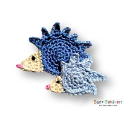 Igel gehäkelte Applikation Häkelapplikation Aufnäher Igelapplikation