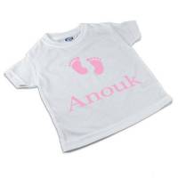 T-Shirt, Kinder T-Shirt mit Namen, Mädchen, Motiv Babyfuss rosa Bild 1