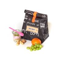 Lunchbag/ Brotbeutel/ schwarz- weiß/ Tafelstoff/ beschichtete Baumwolle/ mit Innenfutter/ wasserabweisend Bild 1