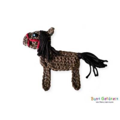 Pferd, Häkelapplikation, Aufnäher, Pony, Applikation, Tierapplikation, Pferdeapplikation, Mädchenapplikation