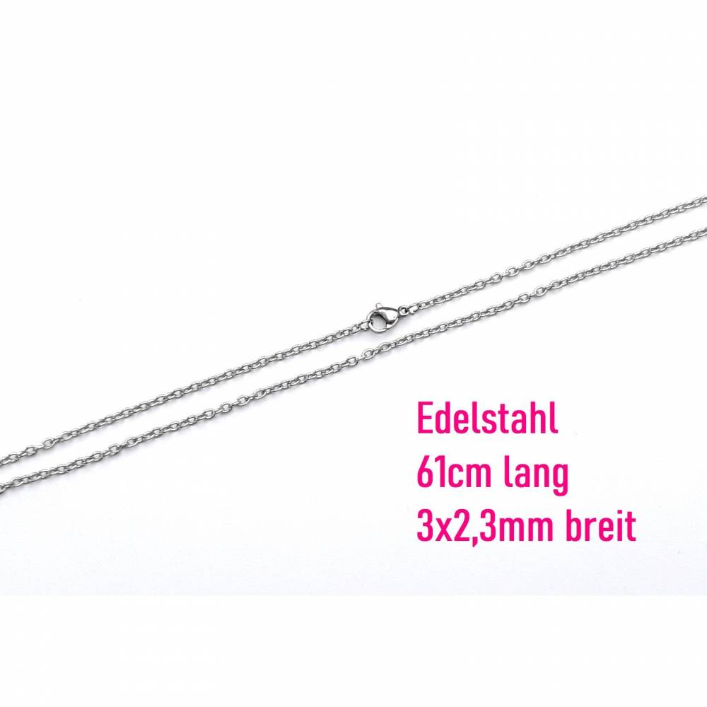 Edelstahl Halskette 61cm lang inkl. Verschluss, Halskette Edelstahlkette Gliederkette Bild 1