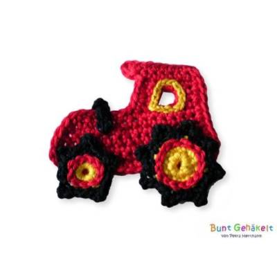 Traktor, Häkelapplikation, Aufnäher, Applikation, Häkelrtraktor Häkelauto, Jungenapplikation, Bauernhof, gehäkelter Traktor