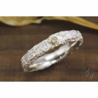 Schmaler Ring aus Silber 925/- mit Brillant, Zerknittert 3-4 mm Bild 1