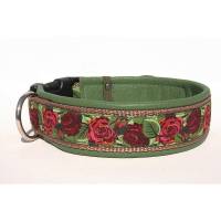 Hundehalsband »Wild Roses « mit echtem Leder unterlegt aus der Halsbandmanufaktur von dogs & paw Bild 1