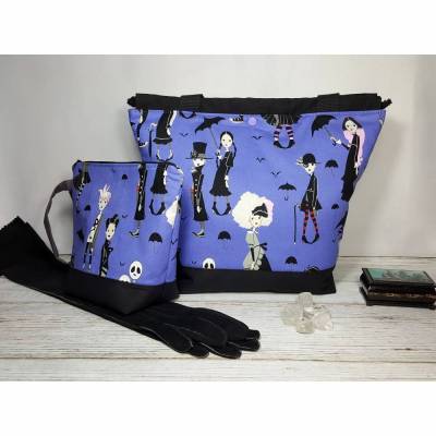 Shopper Goth Größe L oder Reißverschlußtasche Projekttasche