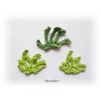 Ein gehäkeltes Seegras in 2 Farben zur Wahl - Häkelapplikation - Aufnäher - grün, apfelgrün Bild 1