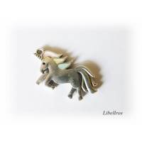1 Metallanhänger Einhorn,Fabeltier Pferd mit Horn zur Schmuckgestaltung - silberfarben Bild 1