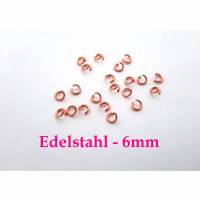 50 x Binderinge 6mm Edelstahl rosegoldfarben (Ring 8) Bild 1