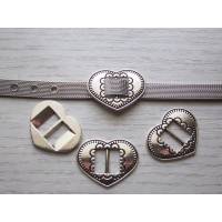 4x Schnallen in Herzform für Armband, Halskette, Tasche, Antik Silber Bild 1