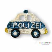 Polizeiauto, Häkelapplikation, Polizeiapplikation, Jungenapplikation, Aufnäher, Häkelbild Bild 1