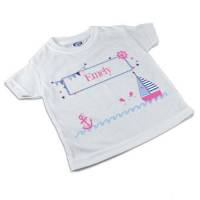 T-Shirt, Kinder T-Shirt mit Namen, Mädchen, Motiv Segelboot rosa Bild 1