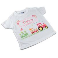 T-Shirt, Kinder T-Shirt mit Namen, Mädchen, Motiv Traktor pink Bild 1