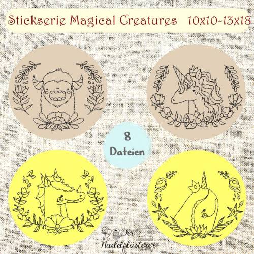 Digitale Stickserie Magical Creatures 10x10 - 13x18 cm (4x4 - 5x7") Stickrahmen