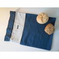 Brotbeutel *Farina grau* Baumwolle blau mit Kordel von friess-design Bild 1